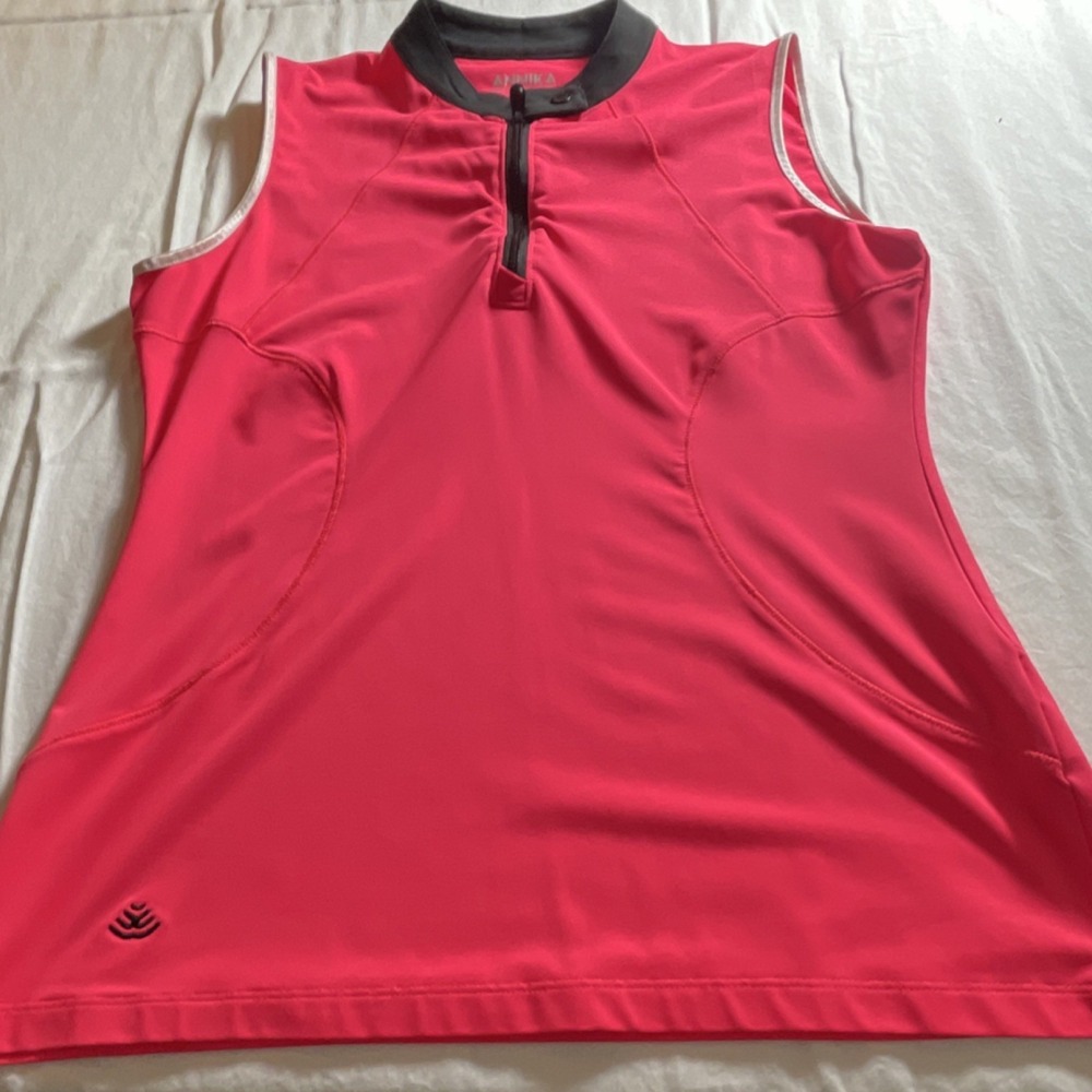ANNIKA Cutter & Buck CB DryTec 50+ Women's Pink Sleeveless 1/4 Zip Golf Tank XS‎